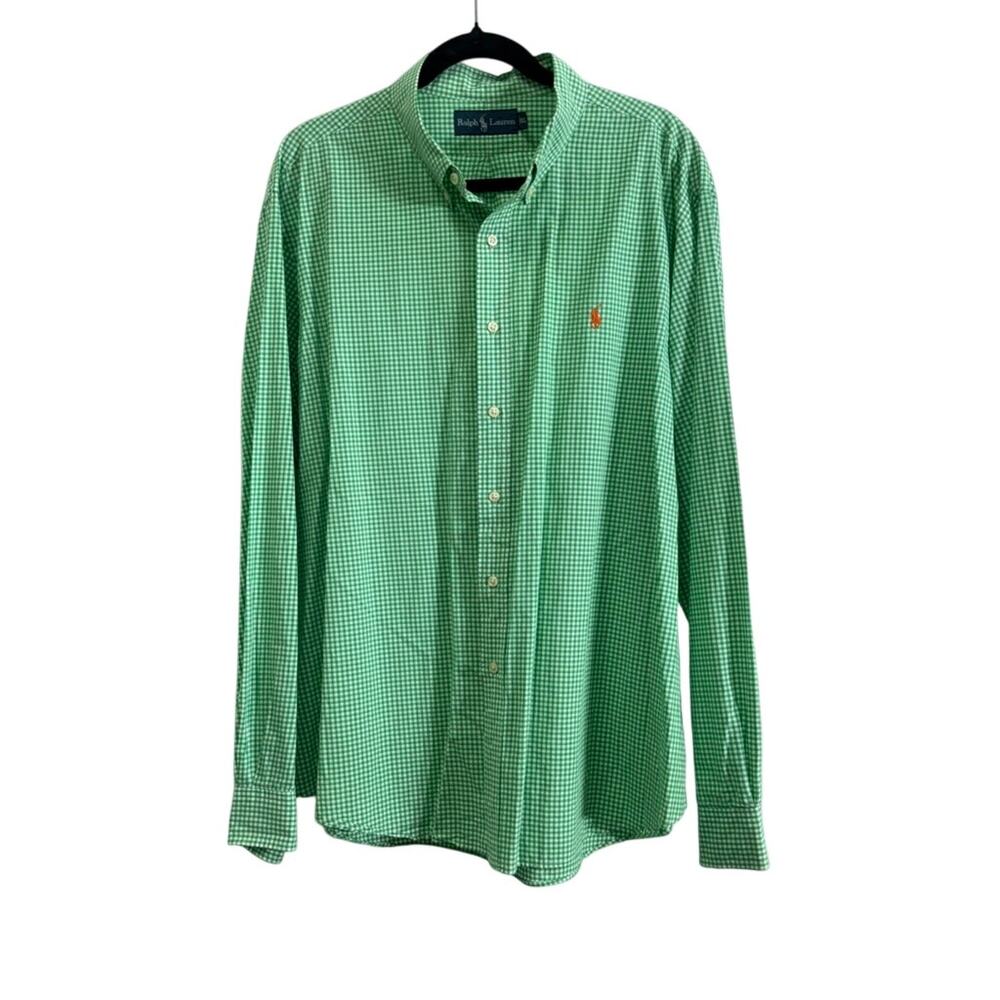 Men's Ralph Lauren Green Checkered Button Up - XXL